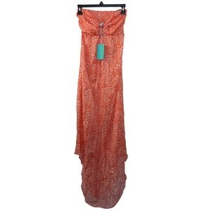 Melissa‎ Odabash Sally Strapless Sheer Maxi Cover-Up Dress Apricot Silk Size S